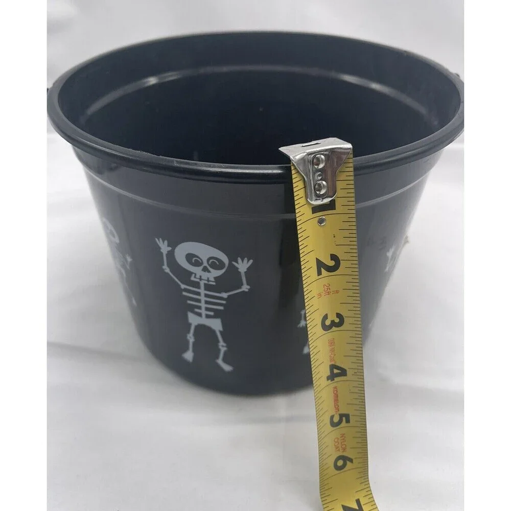 Halloween Trick Or Treat Black skeletons on the front Bucket